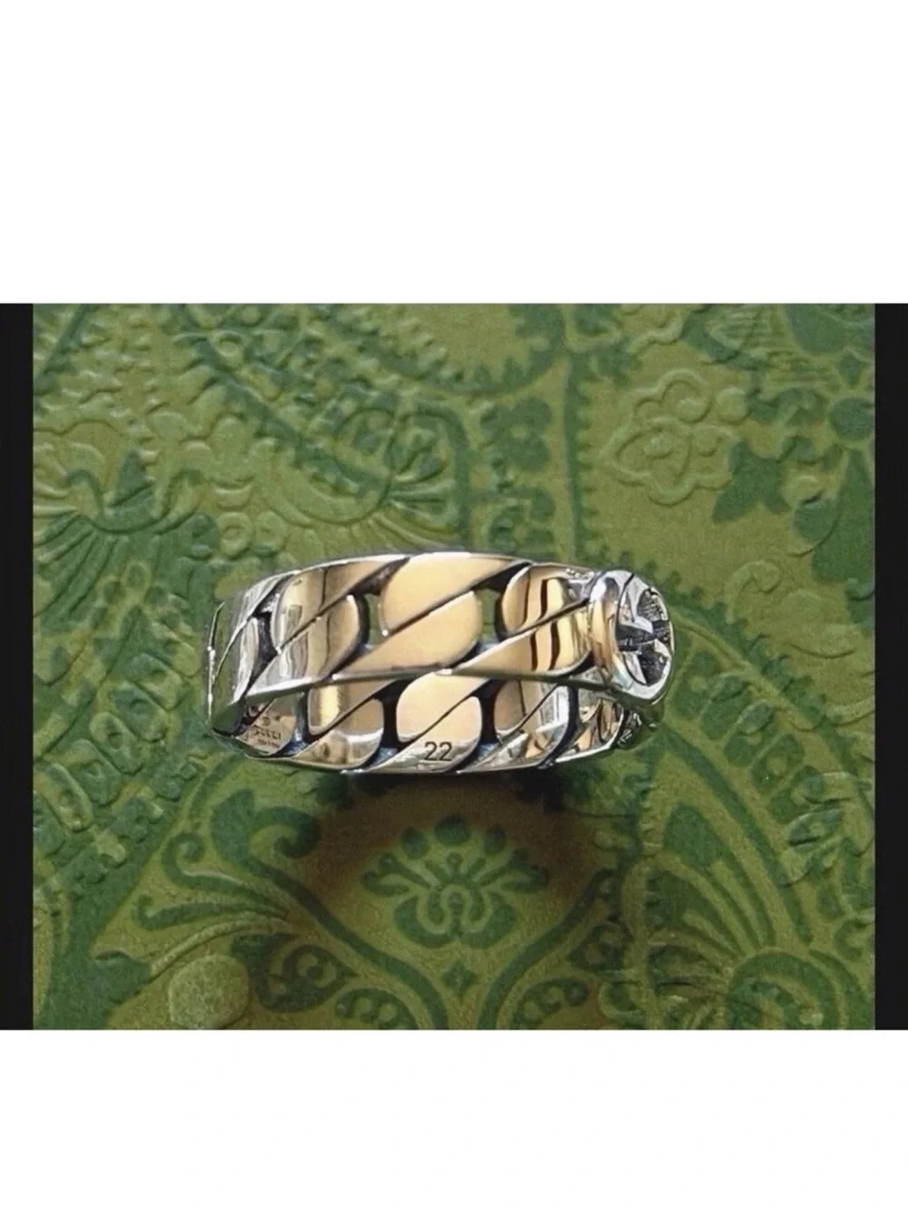 New Full Set Gucci Interlocking G Chain Ring Unisex 925 Silver SZ 22 US 10⁠